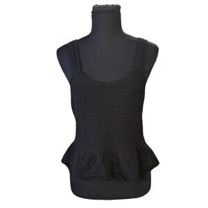 Revolve House of Harlow 1960 Black Cropped Tank Top Crochet Ruffle Hem Size M